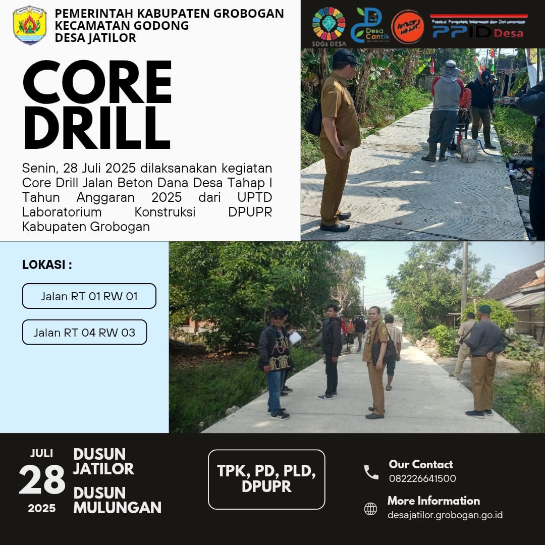 Core Drill Jalan Beton DD Tahap 1 Tahun 2025