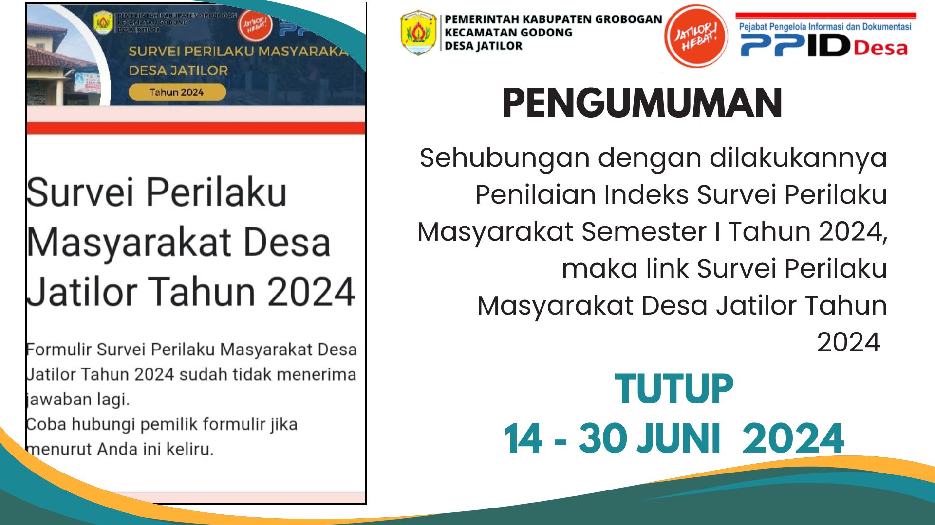 Pengumuman Survei Perilaku sms1tutup 2024