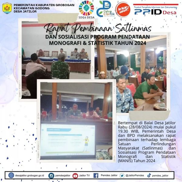 Rapat pembinaan Linmas dan Sosialisasi Pendataan Manis 2024
